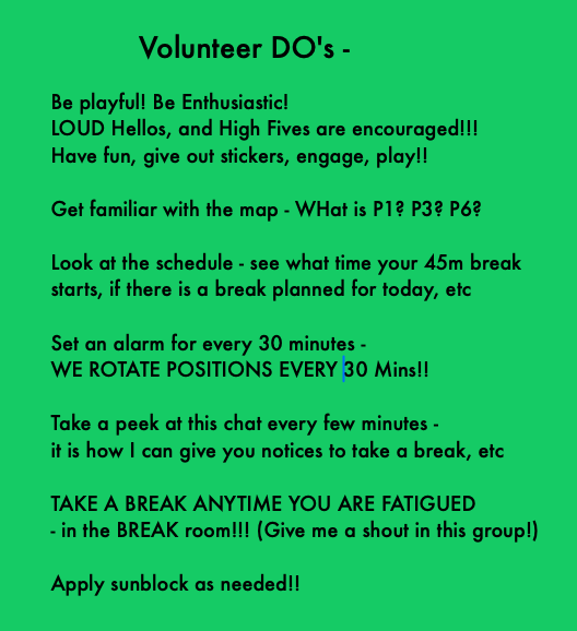 Volunteer Do's
