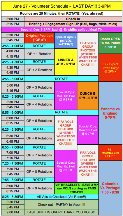 Afternoon Schedule